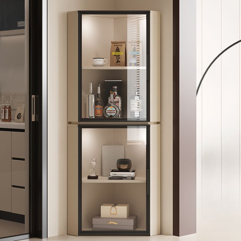 Nook Detached Accent Cabinet with Damp-proof and Scratch-immune Features, Glazed Door, Grip Bars, and Midnight Black/Chalk/Sepia Top