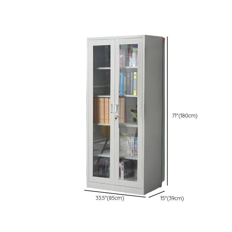 Ivory Trendy Alloy Supplies Cabinet with Locker, Adjustable Shelving, Locking Door, and 1-Wide Compartments