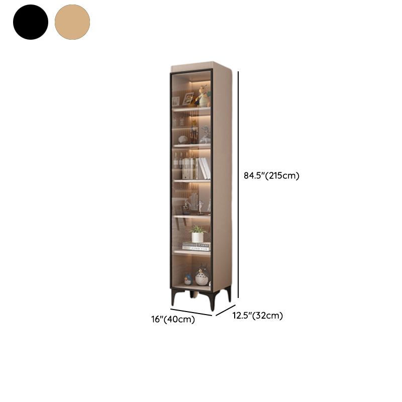 Simple Rectangular Standalone Accent Cabinet with Closet, Laminate Countertop, Glazed Door, and Sand Top