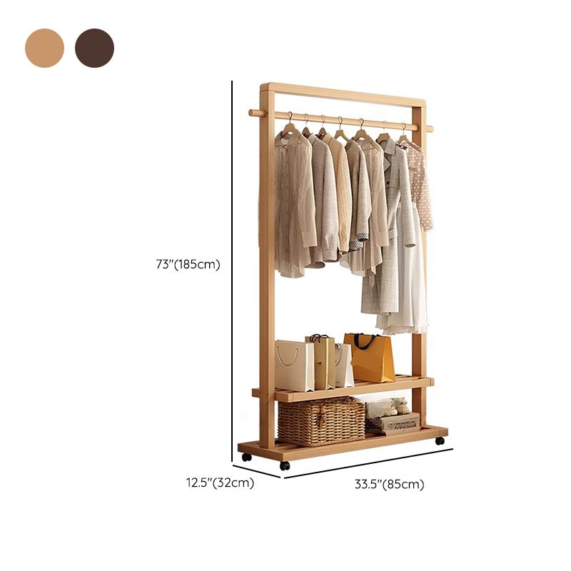 Black/White/Natural Hall Rack with Receptacle, 2 Shelves and 2 Hooks/5 Hooks in a Modern Simple Style