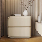 Simplistic Drawer Storage Nightstand with 2 Drawers, Pleather Countertop, and Leg