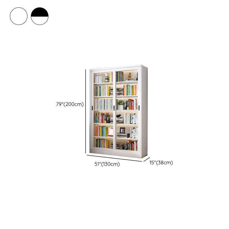 Steel Vertical Barrister Bookcase with Transparent Glass Doors and Closed Back, Featuring 6-Shelf/5-Shelf/4-Shelf