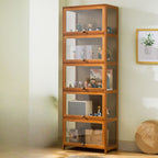 Bambusa Flooring Curio Cabinet with Stockroom, 4 Cabinets/3 Cabinets/2 Cabinets, 4 Shelves/3 Shelves/2 Shelves, 4 Doors/3 Doors/2 Doors