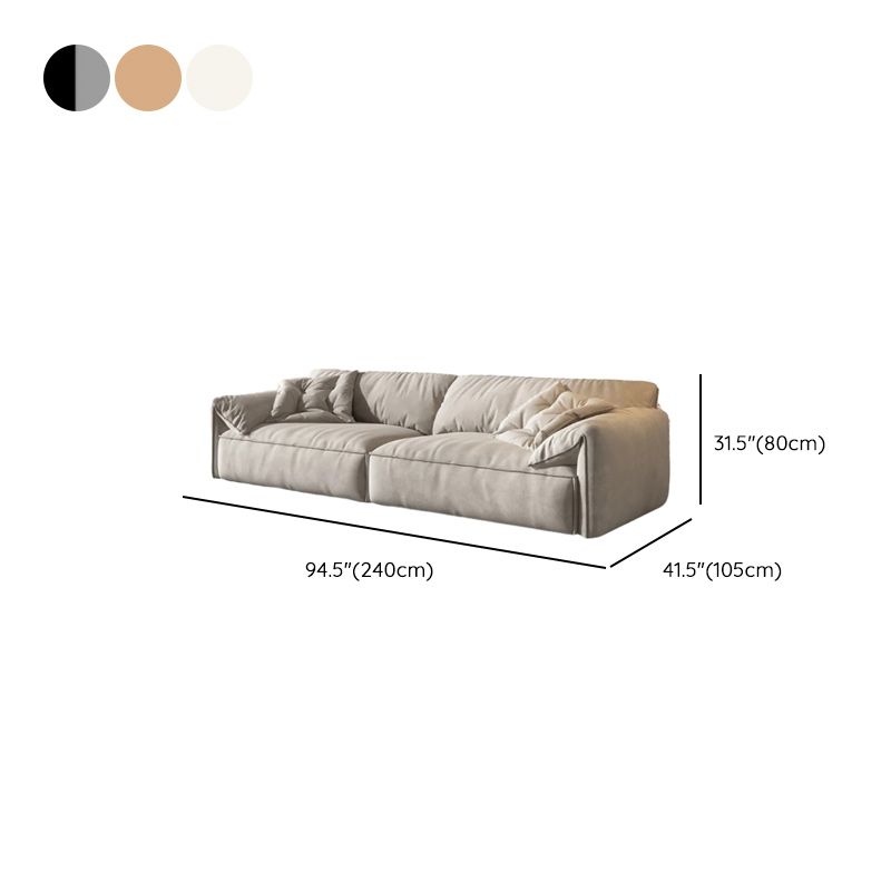 Standard Sofa in Dark Gray/Amber Color/Off-White with 4 Pillows