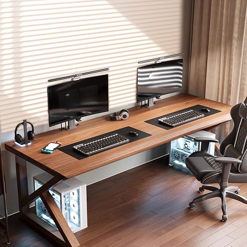 Casual Writing Desk with Easy Assembly and Scratch-proof Sleigh Base in Sepia Engineered Wood