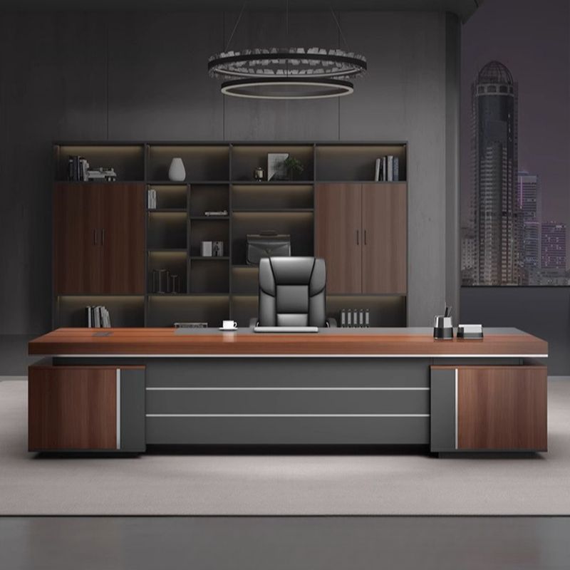 Office Desk, Scratch-proof with 4 Drawers/2 Drawers, Dual Footing/Stump Base, Exterior Shelf, Cable Management, Front Splash, and Cooling Hole