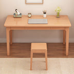 Modern Rectangular Beech Writing Table with Drawers in Unfinished Color