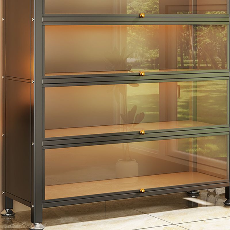 Organizer Shelf with 6-Shelf in Steel, Vertical/Lateral Filing, Transparent Glass Door, Closed Back