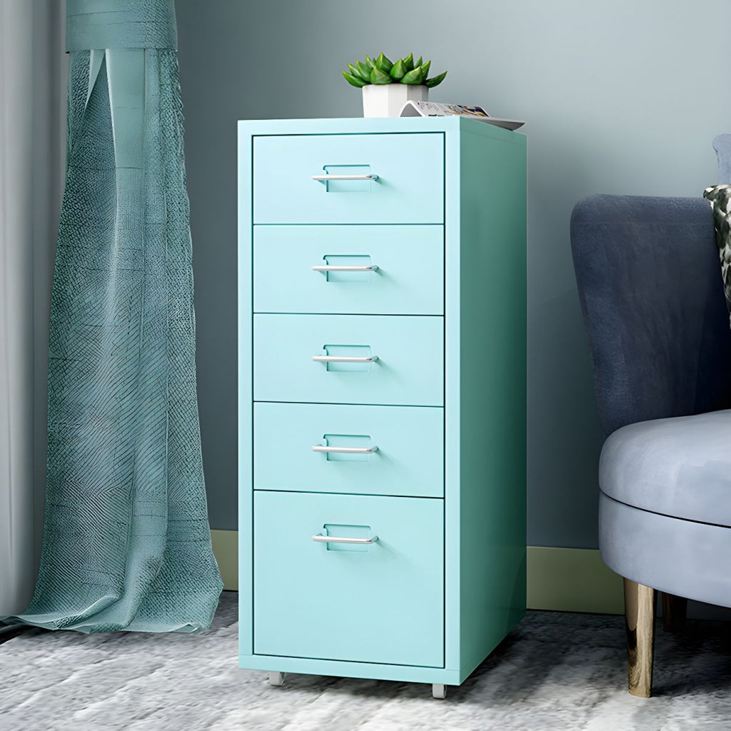 Contemporary File Cabinets Steel Frame Mobile Filing Cabinet with Wheels