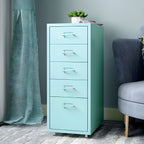 Contemporary File Cabinets Steel Frame Mobile Filing Cabinet with Wheels
