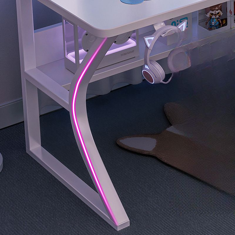 Minimalist Rust Resistant Gaming Computer Desk with Sled Base, Exterior Shelf, and Wire Management in Manufactured Wood