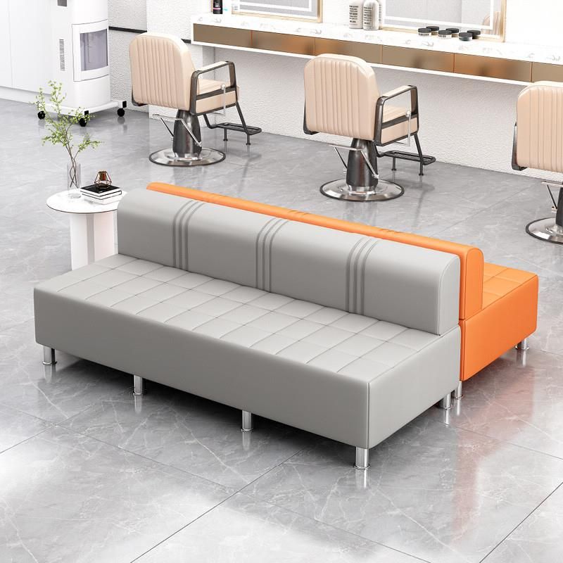 Simplistic Metallic Loveseat with Pleather Upholstery and Legs