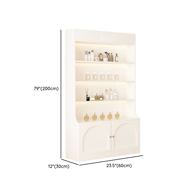 Fitted Detached Ground Display Stand in Wood with 5 Shelves, Locker and Open-air Storage in a Trendy Style