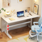 Trendy Rectangular Height-Adjustable Laminate Writing Table in Chalk/Unfinished Color with Hand-Operated Adjustment