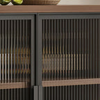 Auburn Art Deco Sideboard with 1/3/2 Drawers, Standard/Narrow Lumber Countertop, Glazed Door, and Flexible Shelf