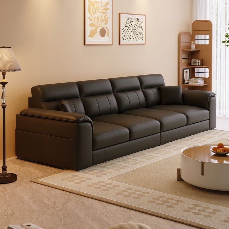 Modish Solid Color Stain Resistant Standard Sofa in Black/Light Gray/Light Brown with 6-Seater/5 Person/4-Seater Capacity and 2 Pillows