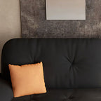 Futon Day Bed with Tufted Back in Midnight Black and Receptacle Storage