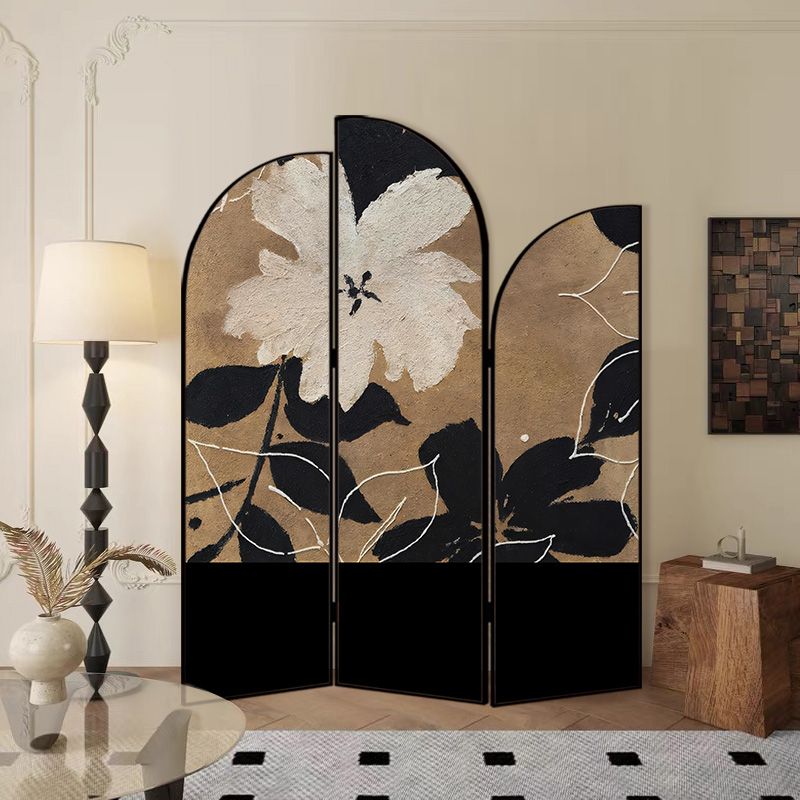 Indoor Opaque Natural Wood Folding Temporary Wall Panels with 3 Panels and Double Sided Print, Self-supporting