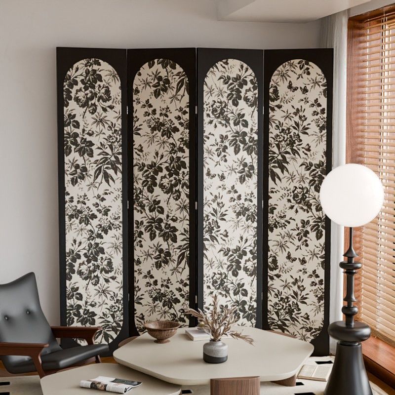 Minimalist Opaque Fold-up Screen Divider with Laminate Frame, 4 Panels, Double Sided Print, and Independent Design