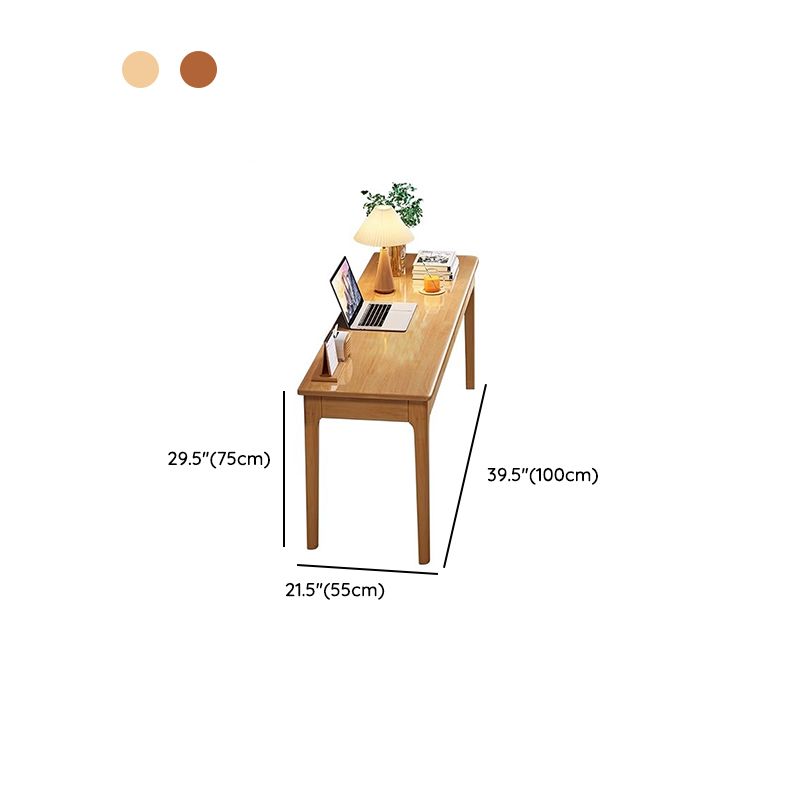 Trendy Rectangular Natural Wood Writing Table with Auburn/Unfinished Color Drawers