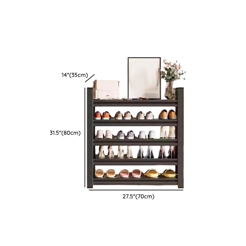 Art Deco Steel Rectangle Shoe Rack with Ink Finish and Adjustable Shelves for 21-30 Pairs in Drawing Room