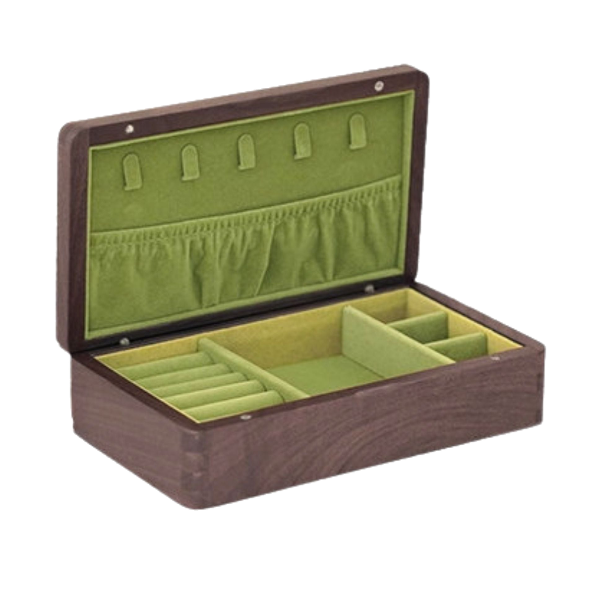 GZJSLOVE Solid Walnut Jewelry Box with Six Layout Options - product on pure white background