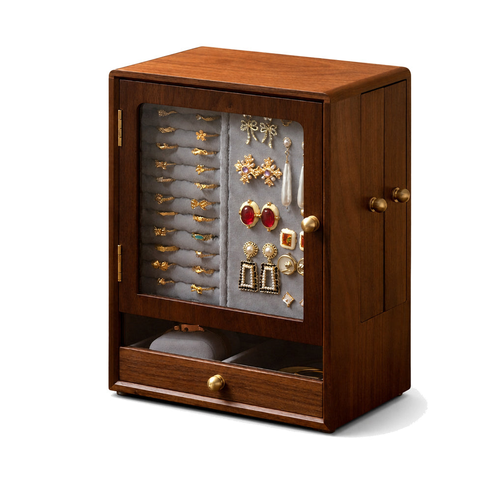GZJSLOVE Glass-Door Earring and Jewelry Cabinet - product on pure white background