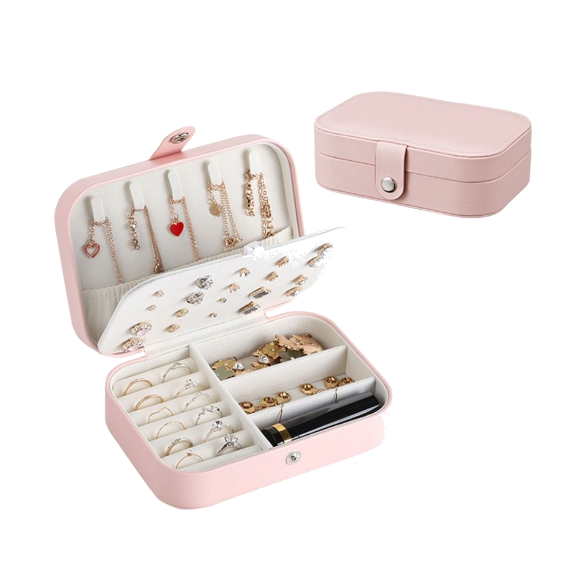 Utopi Compact PU Leather Travel Jewelry Box - product on pure white background
