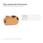 Kitty cat-shaped wood jewelry box dimensions in centimeters and inches