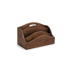 Small Wilhelm walnut record and magazine organizer on white background