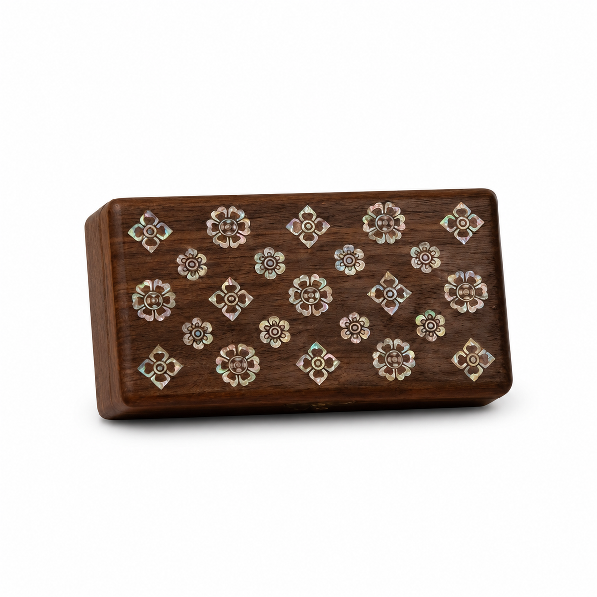 Laia Bloom mother-of-pearl inlay jewelry box on white background