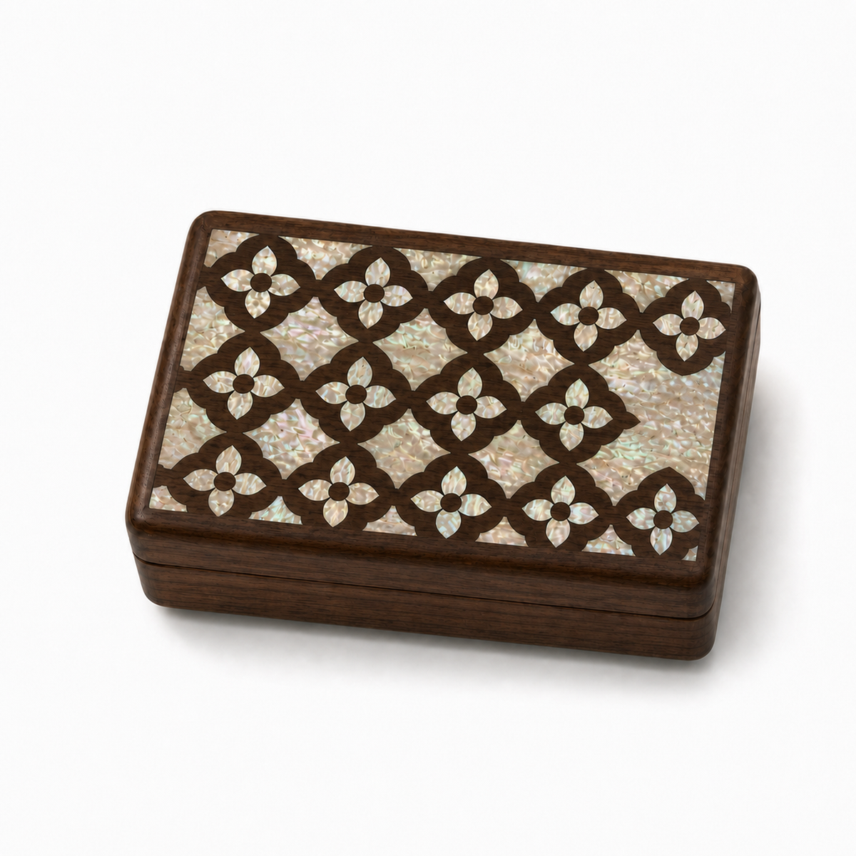 Laia Brocade mother-of-pearl inlay jewelry box on white background