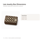 Laia mother-of-pearl inlay jewelry box dimensions in centimeters and inches