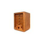 Peoria cherry rotating jewelry cabinet with bear detail on white background