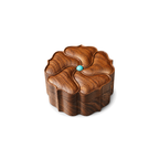 Selly flower-shaped walnut jewelry box on white background