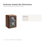 Ambroise walnut jewelry box dimensions in centimeters and inches