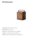 Clef storage caddy dimensions in centimeters and inches