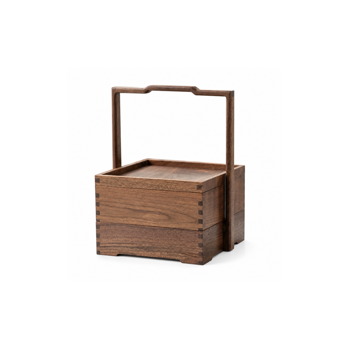 Clef 2 Layers B black walnut storage caddy on white background