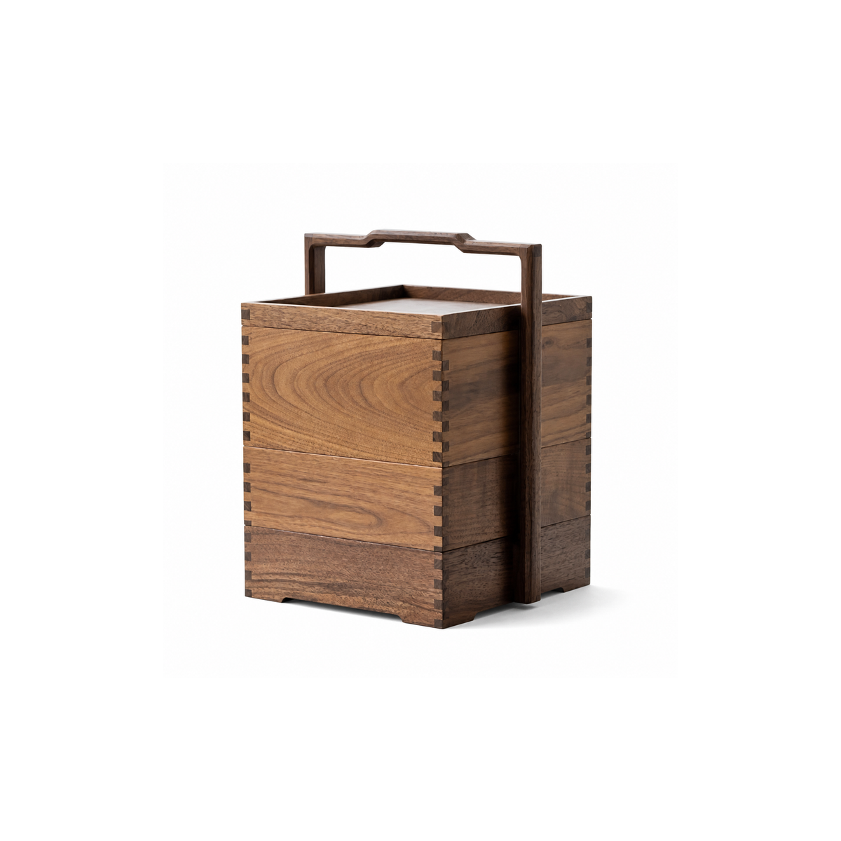 Clef 3 Layers black walnut storage caddy on white background
