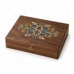 Artis painted walnut single jewelry box on white background