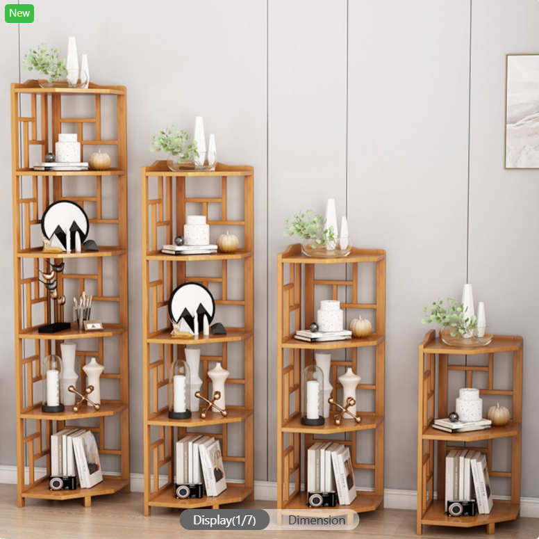 Modern Simple Style Nook Accent Chest with 5/4/3 Exterior Shelves in Cocoa/Natural Color