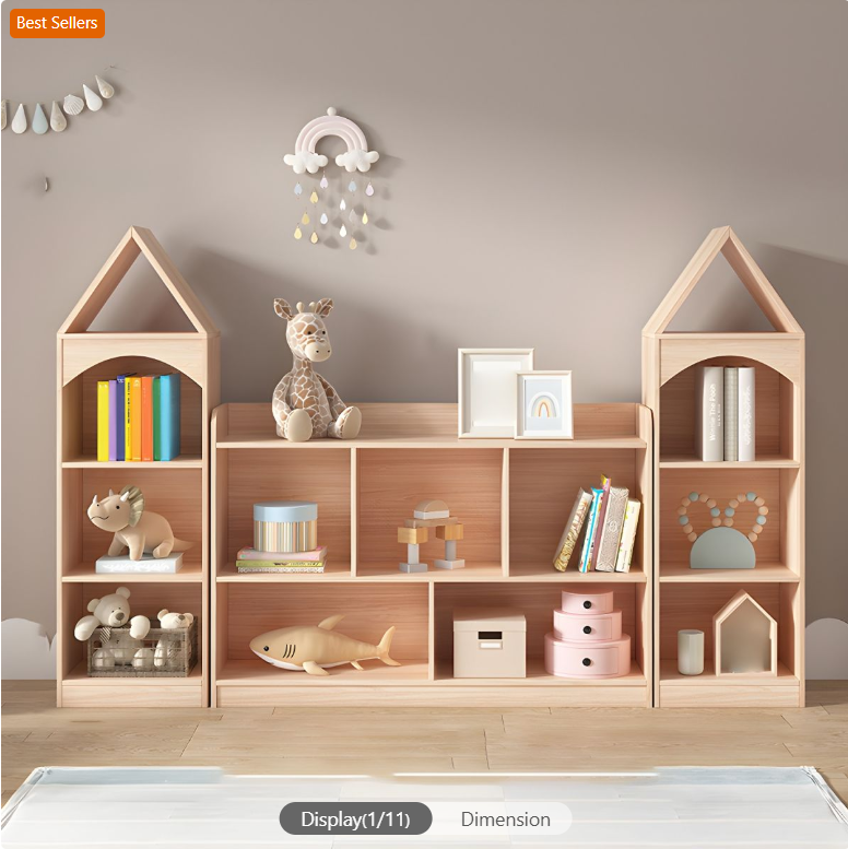 Nordic Home Kids Storage Cubby Solid Wood Cubby Storage Bookcase