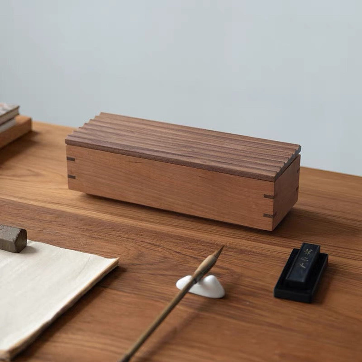 Linden Ripple Lid Solid Wood Storage Box product view 8