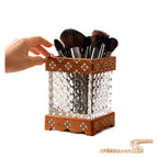 Oakley Rosewood Glass Makeup Brush Storage Box on a pure white background