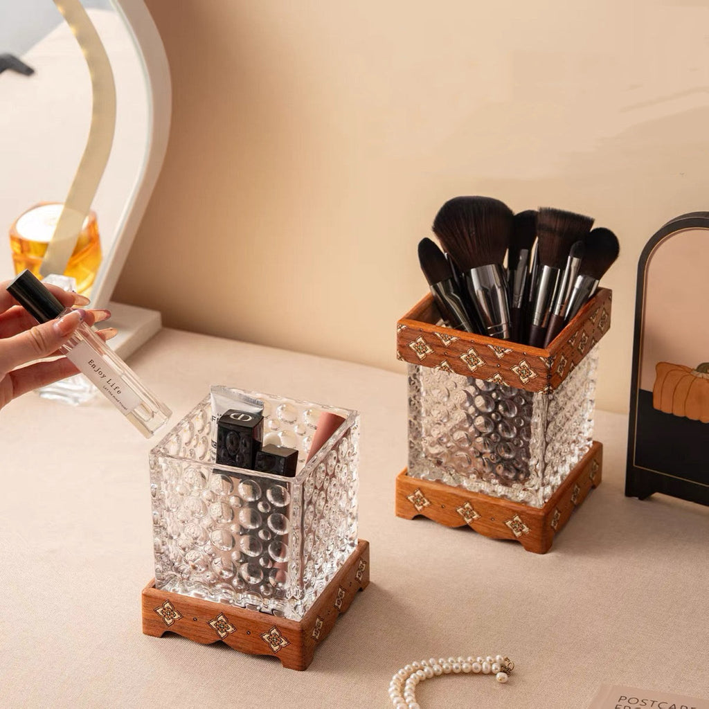 Oakley Rosewood Glass Makeup Brush Storage Box product view 2