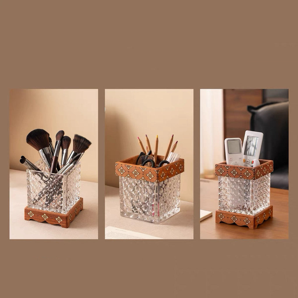 Oakley Rosewood Glass Makeup Brush Storage Box product view 8