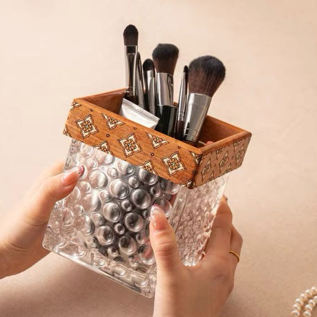 Oakley Rosewood Glass Makeup Brush Storage Box product view 3
