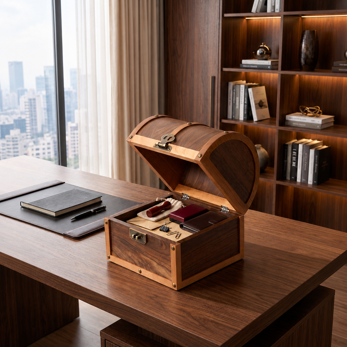 Arco Solid Walnut Storage Box product view 3