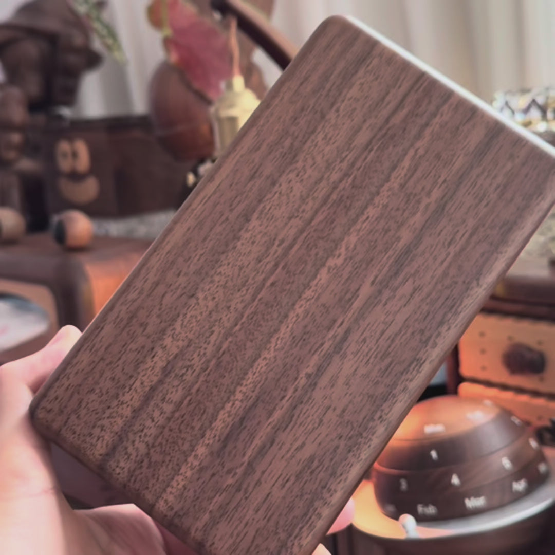 Plain walnut underside of the Coco jewelry box lid