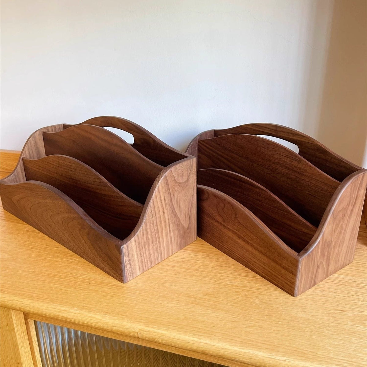 Large Wilhelm walnut record and magazine organizer